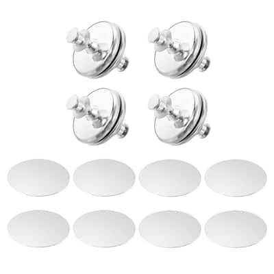 Curtain Magnets Closure, Round Magnetic Curtain Clips with Patch, 0.98" - Silver