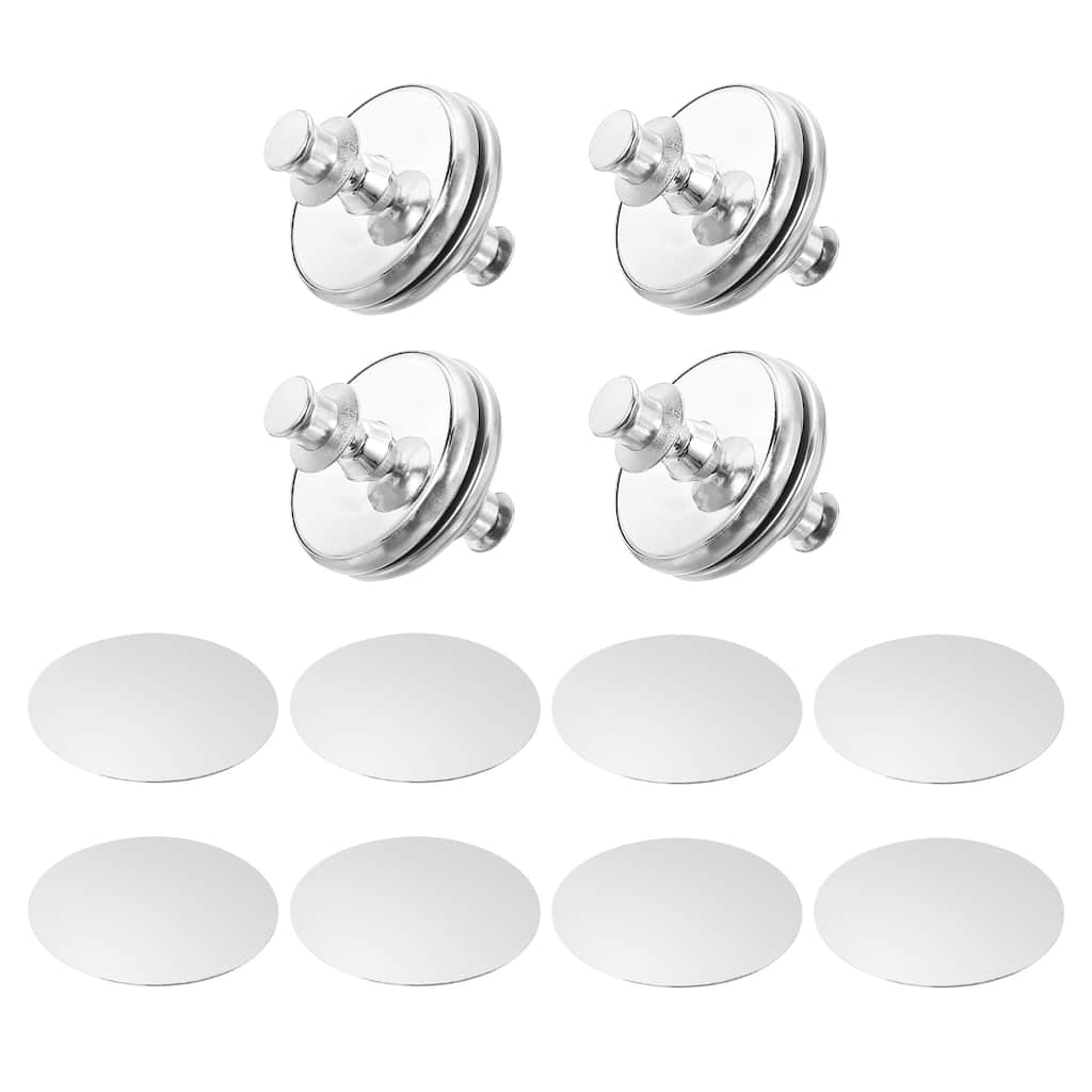 Curtain Magnets Closure, Round Magnetic Curtain Clips with Patch, 0.98" - Silver