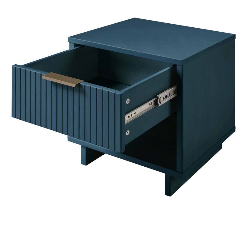 Manhattan Comfort Granville Mid Century Solid Wood 1 Drawer Nightstand Set of 2