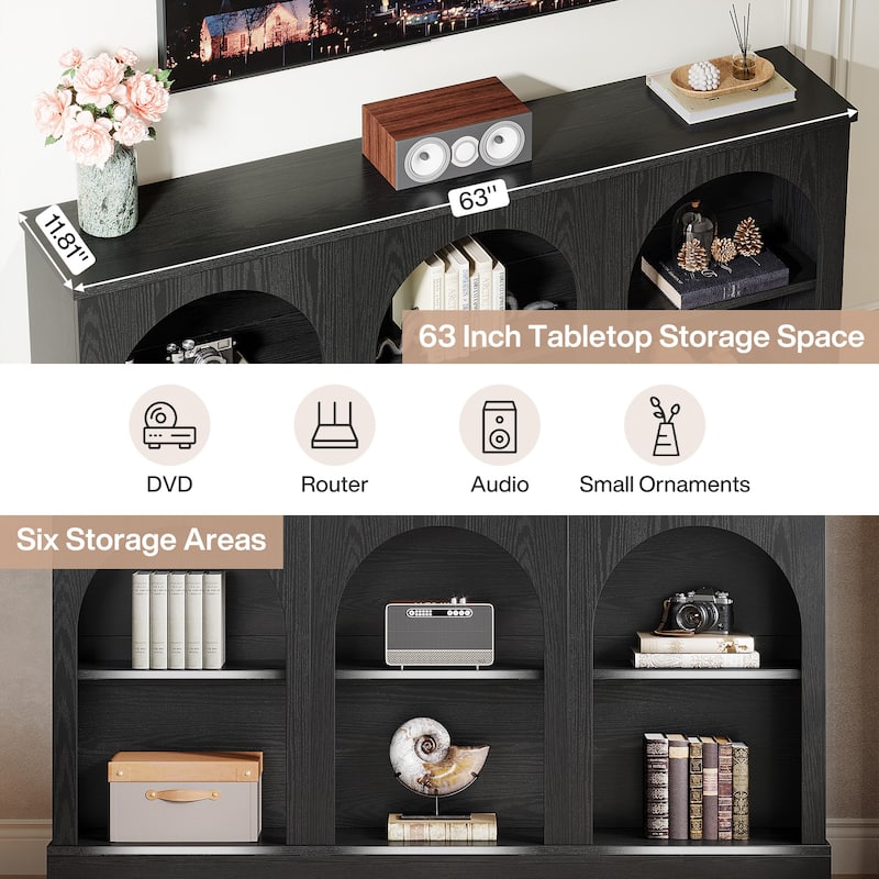 Farmhouse TV Stand for TVs Up to 65 Inches, Farmhouse Entertainment Center with Storage