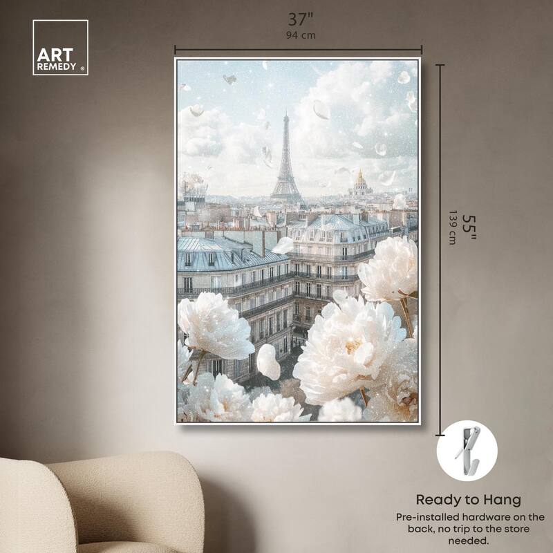 Peonies Over Paris Canvas by Art Remedy