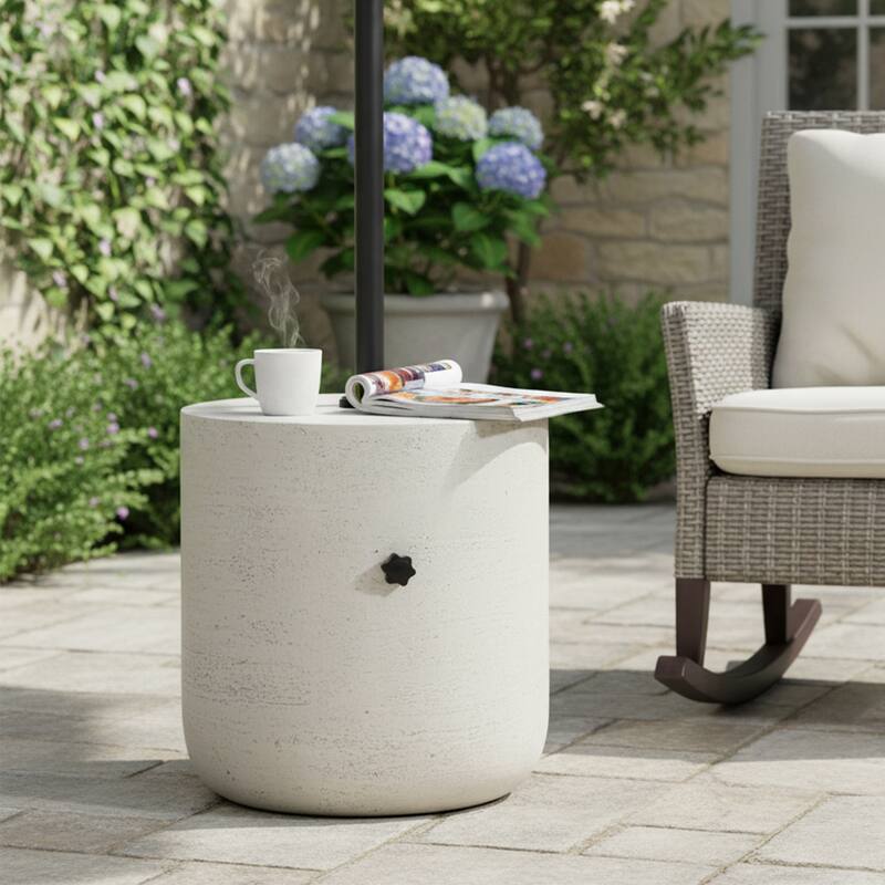Christopher Knight Home - Modern Outdoor MGO Side Table Umbrella Base with Sand-Filling Design, Lime White Industrial Finish
