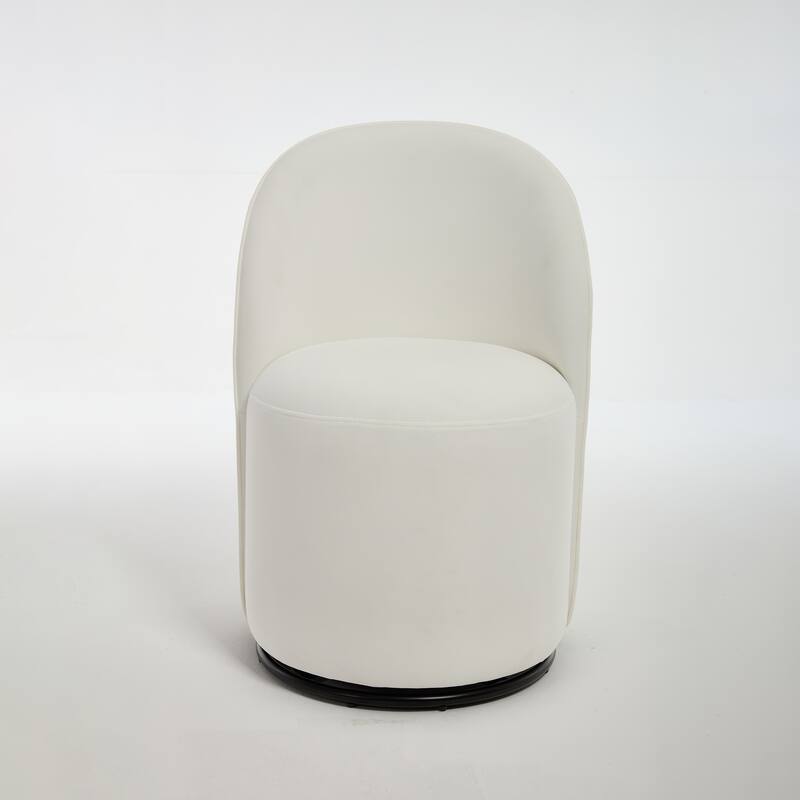 Upholstered Kitchen & Dining Room Barrel Chair, 360 Degree Swivel Comfy Armless Accent Makeup Vanity Side Chair
