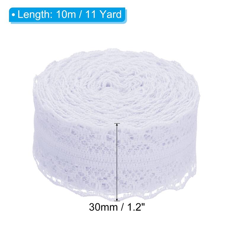 2pcs 1.2" Wide 11 Yards Lace Trim Ribbon Sewing Lace Wrapping Decor - White