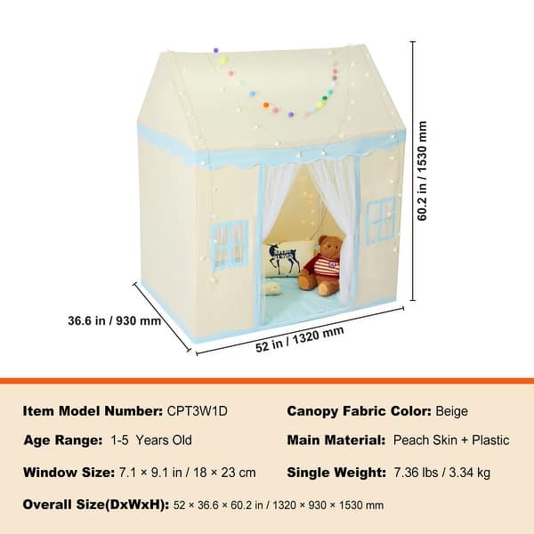 dimension image slide 1 of 4, Kids Play Tent for Indoor and Outdoor, Yurt Tent for Boys and Girls