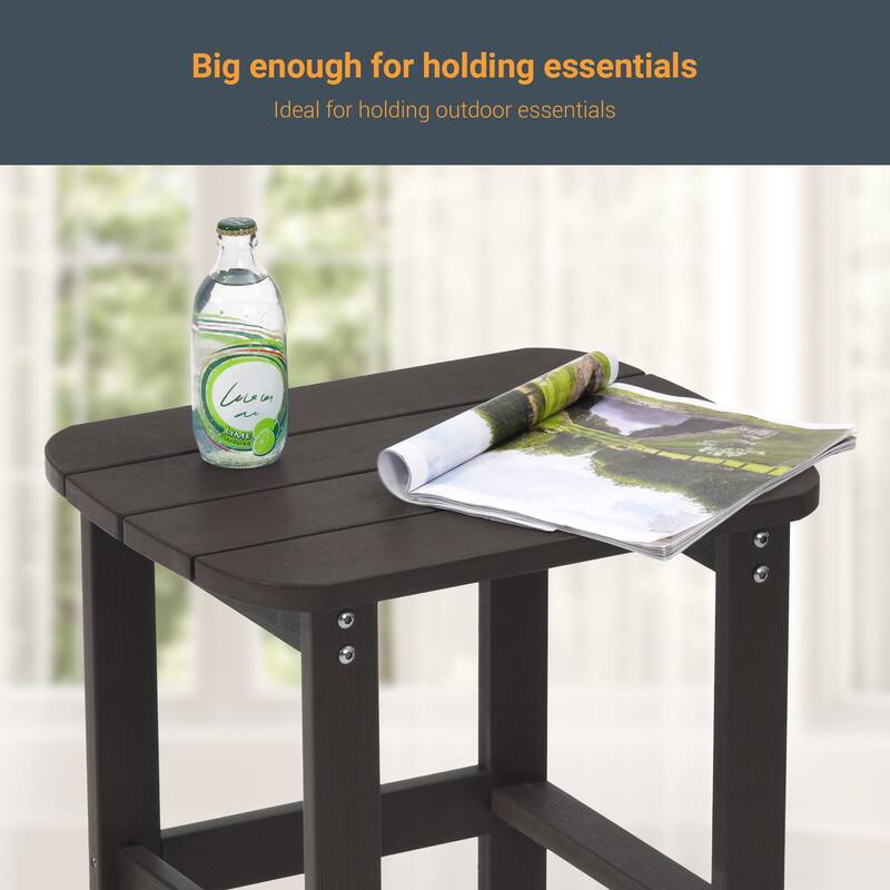 LIVOOSUN Patio Adirondack Plastic Wood Outdoor Side Table for Deck