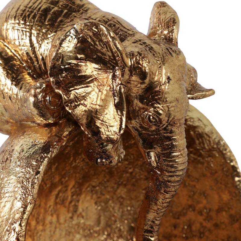 Resin Decorative Bowl Sculpted Elephant Head Design Finish - 8" Gold - 6" x 5" x 7.5"