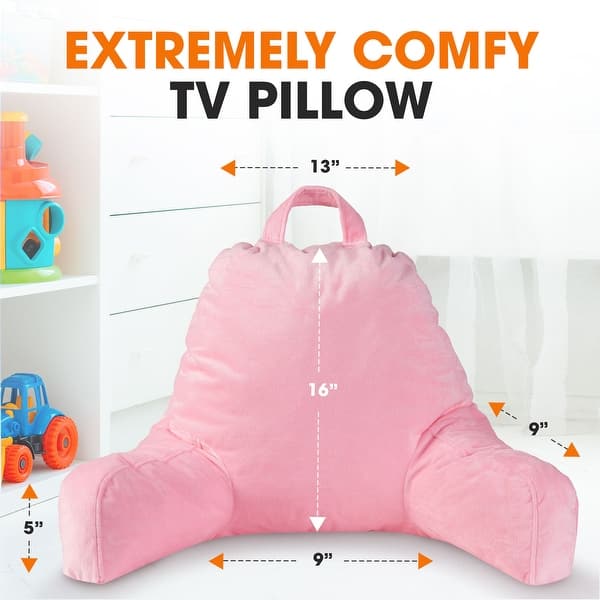 dimension image slide 9 of 10, Cheer Collection Kids Size Reading and Backrest Pillow with Armrest