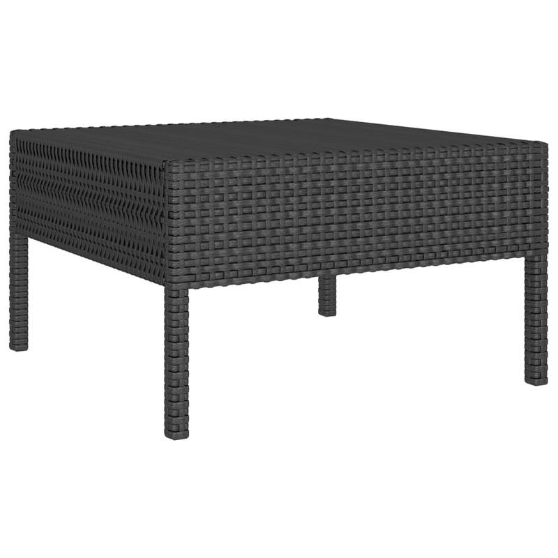 Doja 3pc Outdoor Loveseat and Coffee Table Set, Black Rattan, White
