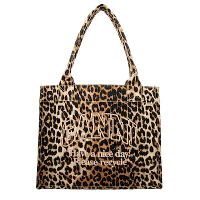 Ganni Shopper Tote in Leopard Print