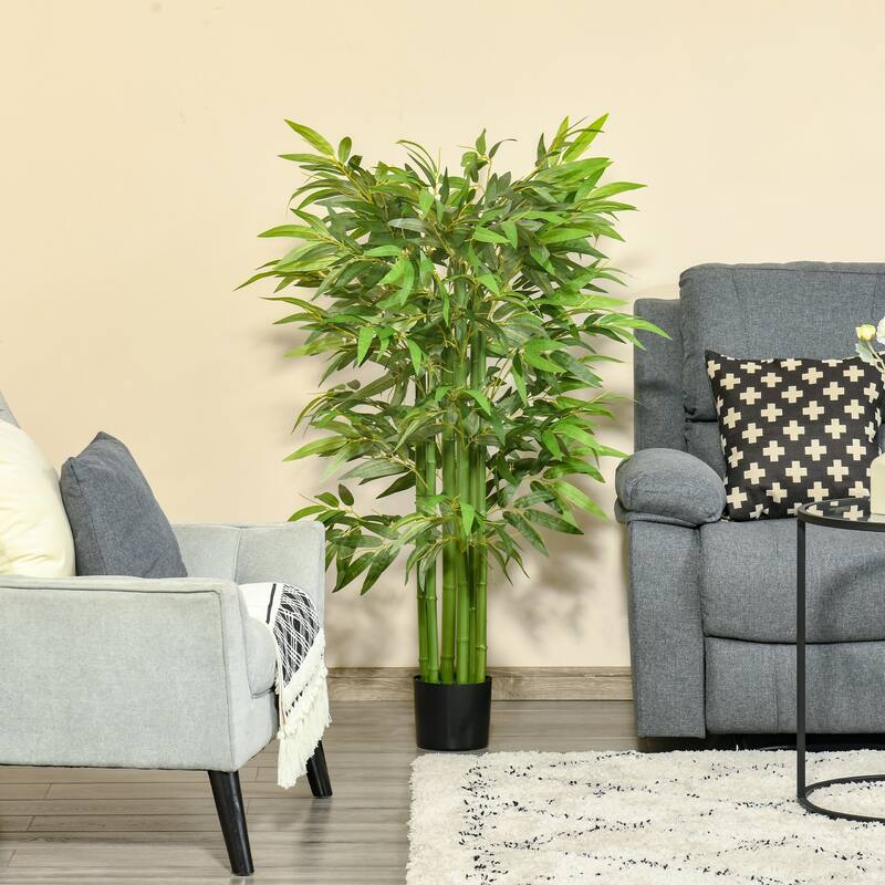 4.5FT Artificial Bamboo Tree, Faux Decorative Plant in Nursery Pot