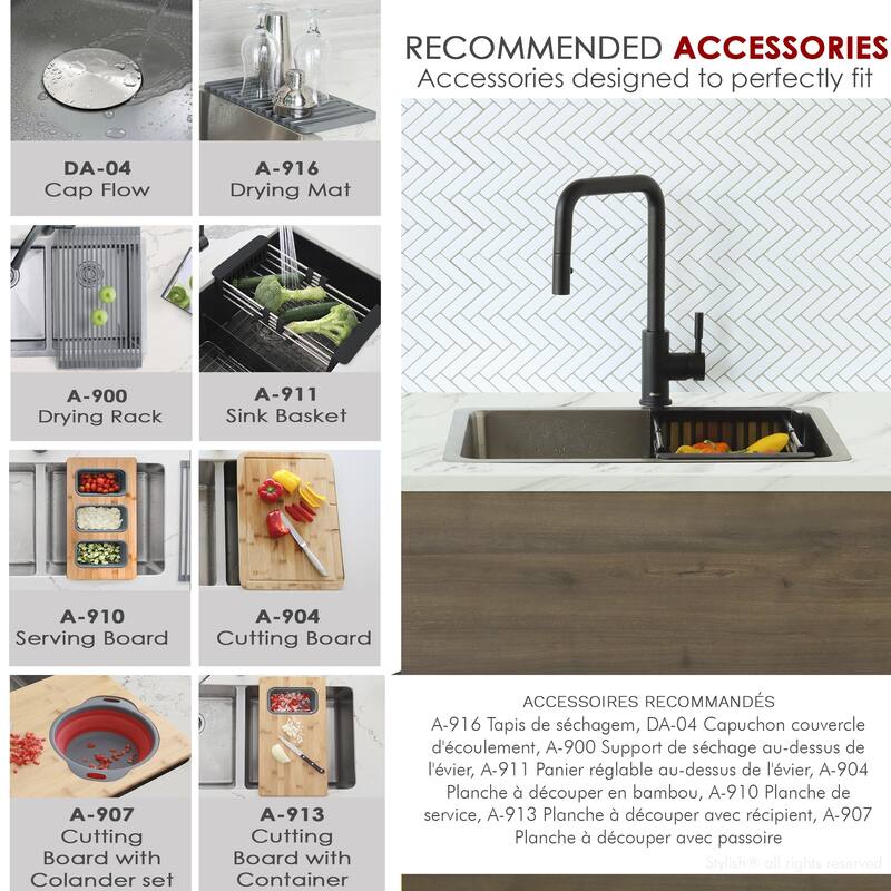 STYLISH 23 inches Dual-Mount Stainless Steel Single Bowl Kitchen Sink - 23" x 18" x 9"