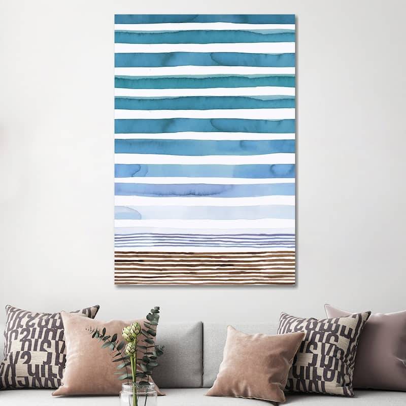 iCanvas "Marine Watercolor Stripes" by Ninola Design Canvas Print