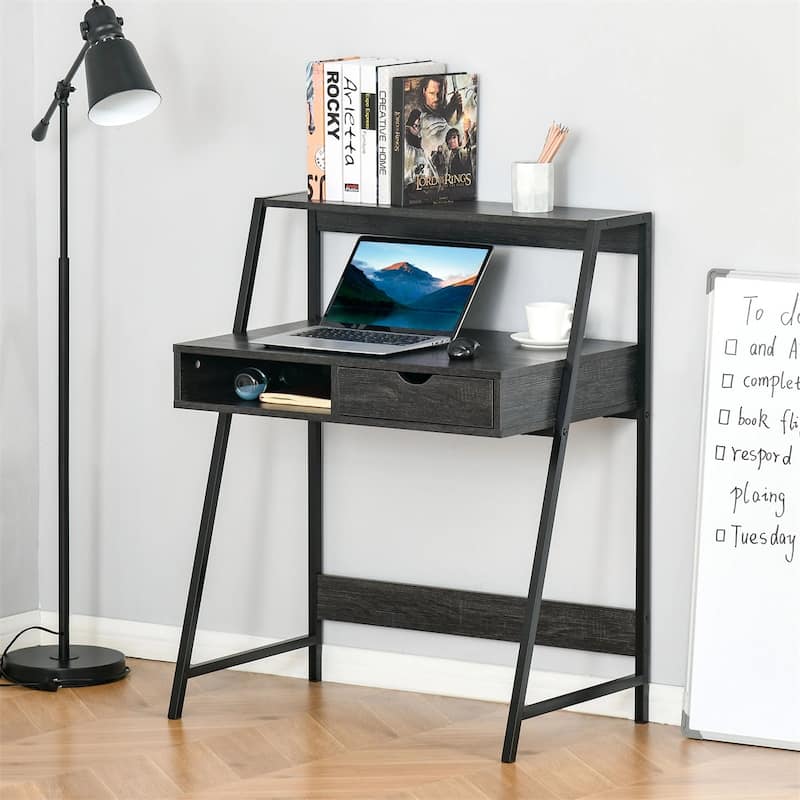 Particleboard Steel Writing Desk with Storage Shelf Drawer