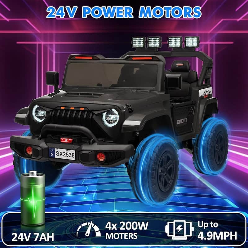 24V Kids Electric Ride-On Car, 2-Seater 4WD