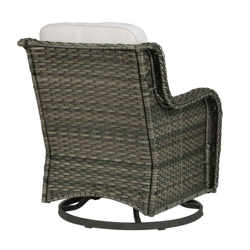 Outdoor Rattan Wicker Swivel Lounge Chair Cushioned Patio Rocker