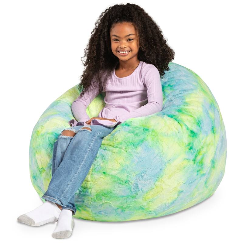 Jaxx Cocoon 4 Foot Kids Bean Bag Chair and Crash Pad - Faux Fur