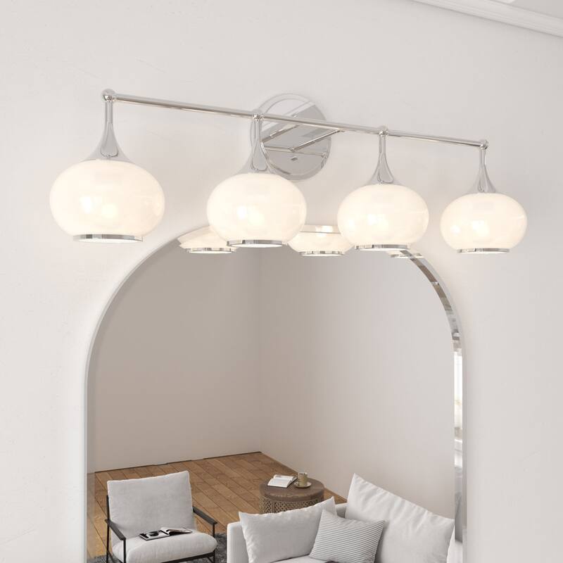 Acroma Aged Brass/Polished Chrome Finish Modern Globe Vanity Light