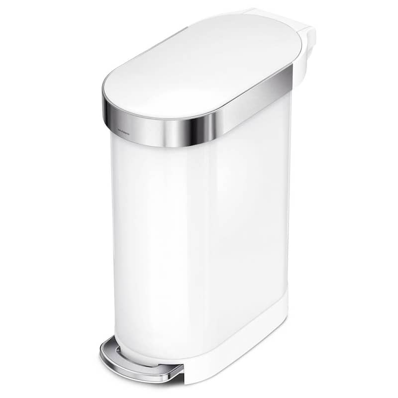 Steel 12-Gallon Narrow Kitchen Trash Can with Step On Lid
