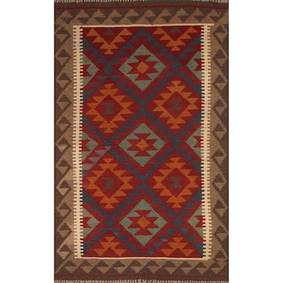 Flat-weave Reversible Kilim Oriental Area Rug Foyer Wool Carpet - 3'2" x 5'3"