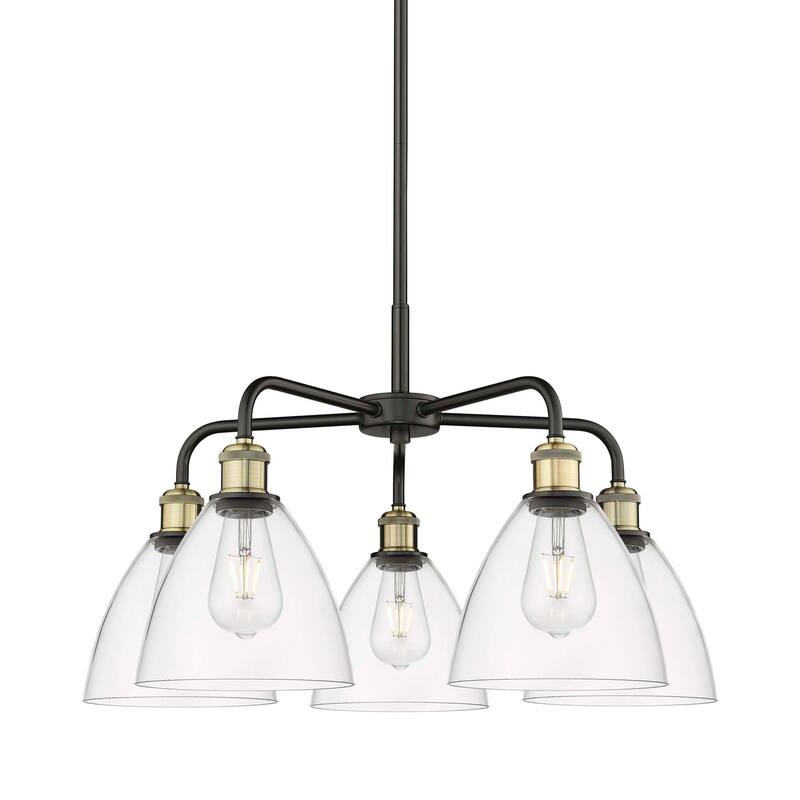 Innovations Lighting 516-5CR-16-26 Bristol Glass Chandelier Bristol - Black Antique Brass / Clear
