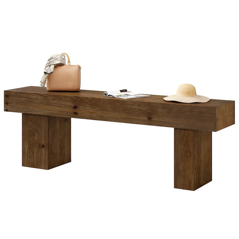 63" Solid Wood Entryway Shoe Bench, Farmhouse End of Bed Bench