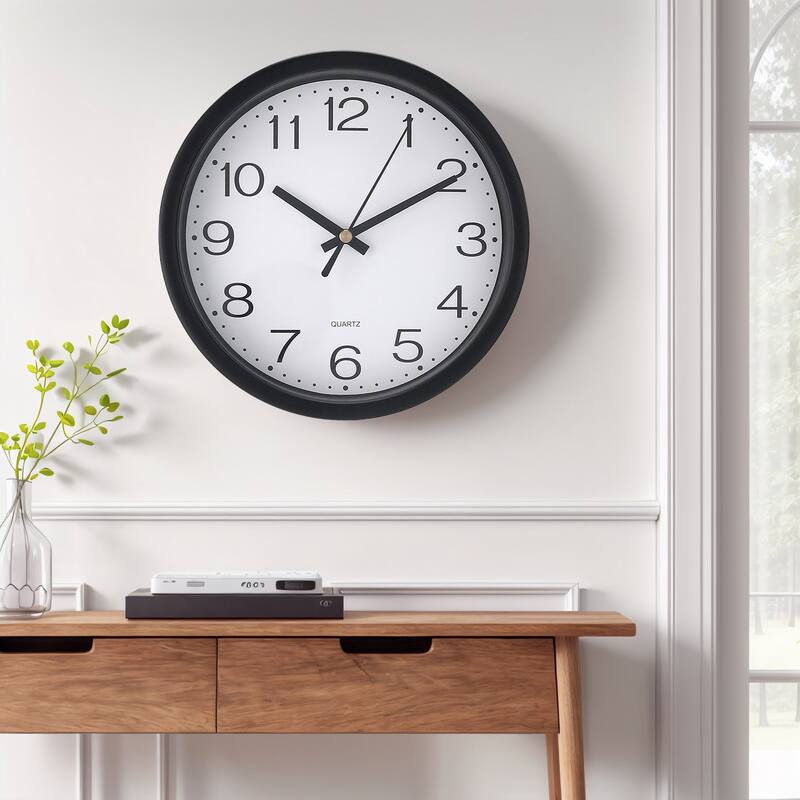 Wall Clock, Silent Non Ticking Battery Operated Modern Clocks for Home, Office, School 8x8x1.6 Inch - 8 x 8 x 1.6 Inch - Black