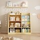 preview thumbnail 1 of 8, Kids Sling Book Rack & Toy Storage Organizer with Shelf,Wood Wood