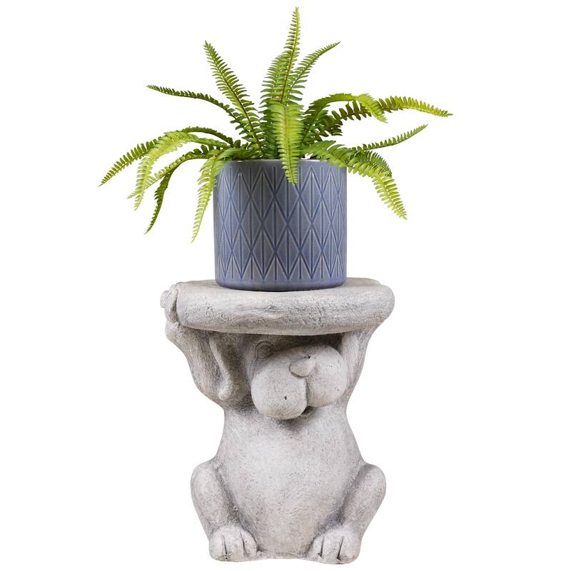 Dog Outdoor Garden Plant Stand - 12.25" - Gray