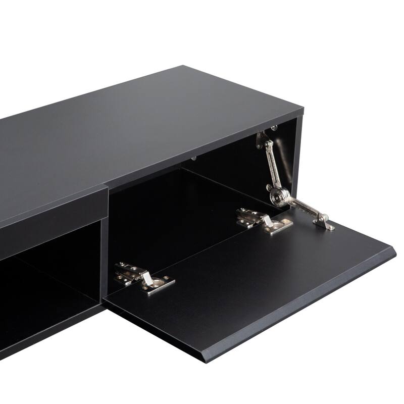 Floating TV Stand Wall Mounted with 16 Color LEDs, 63" Modern TV Stand, Entertainment Center with Open Storage Compartment