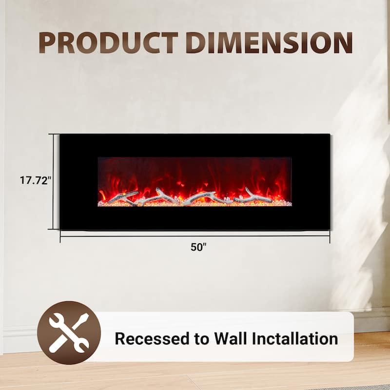 Clihome 42-72 inch Wall-mounted w/ RC (1500W) Electric Fireplace