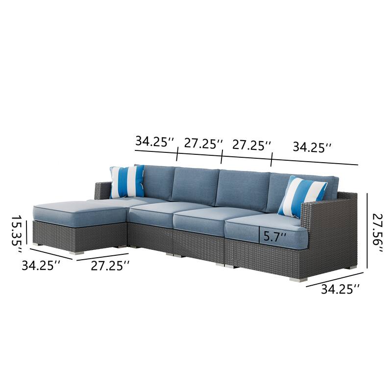 Corvus Ancud 5-piece Wicker Patio Conversation Set with Sunbrella Cushion & Sunbrella Pillows