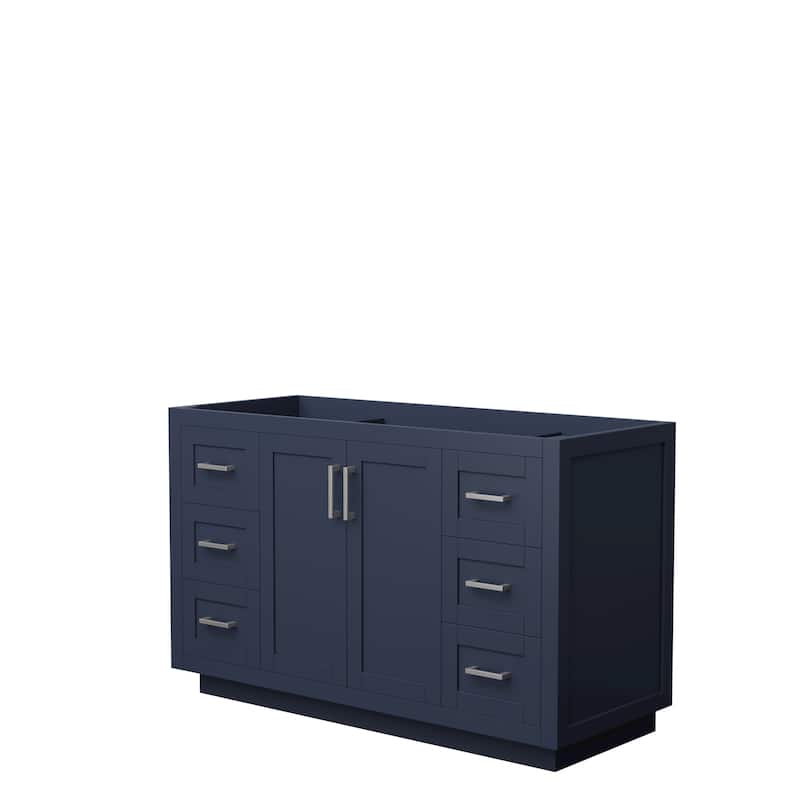 Miranda Single Bathroom Vanity Cabinet, No Mirror - 54-Inch Single - Dark Blue, Brushed Nickel Trim, No Top