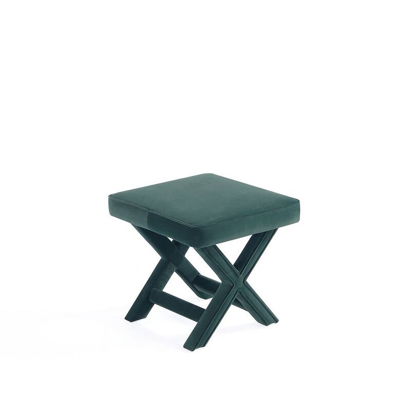 Manhattan Comfort Abigail Mid Century Modern Velvet Upholstered Ottoman.