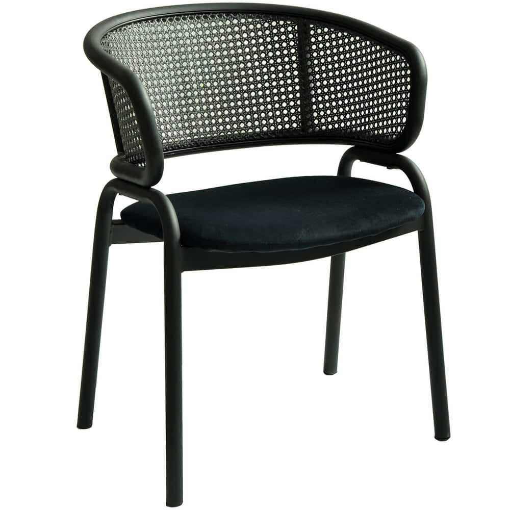 Ervilla Modern Upholstered Dining Chair with Cozy Armchair and Black Iron Legs for Dining Room Kitchen Patio
