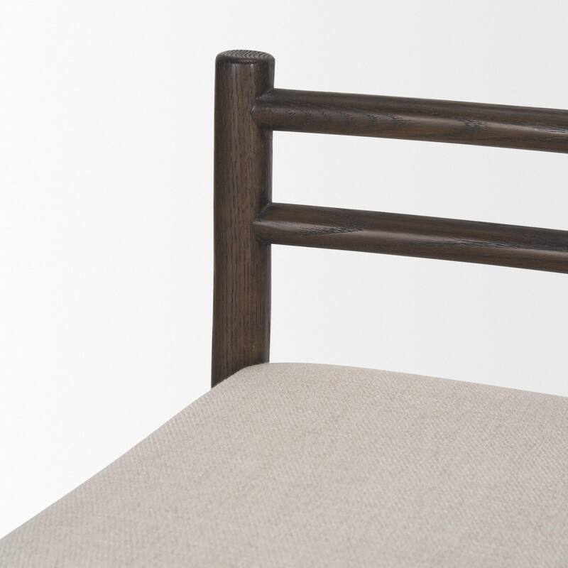 Sam Dark Brown Wood w/ Cream Fabric Counter Stool - 20.3L x 21.0W x 33.4H