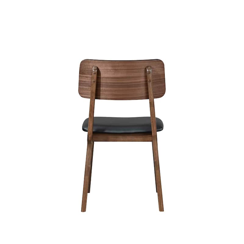 Thoi Dining Chair Set of 2, Curved Open Backrest, Brown Solid Wood