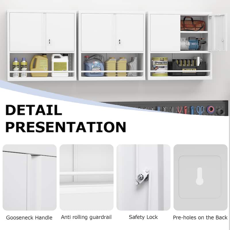 2 Doors Metal Storage Cabinet Kitchen Pantry Cabinet With Adjustable Shelves Tall Steel Cabinet Locker