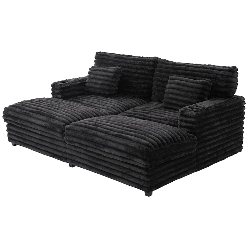 Oversized Double Chaise Lounge Sofa 83.5" Sofa Bed Cloud Couch Plush With Two Supportive Pillows,Usb Ports And Cup Holders