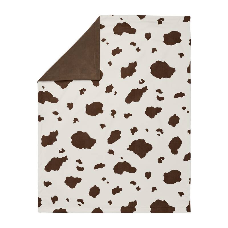 Wild West Cow Collection Boy Baby Receiving Security Swaddle Blanket - Brown and Cream Western Southern Country Animal