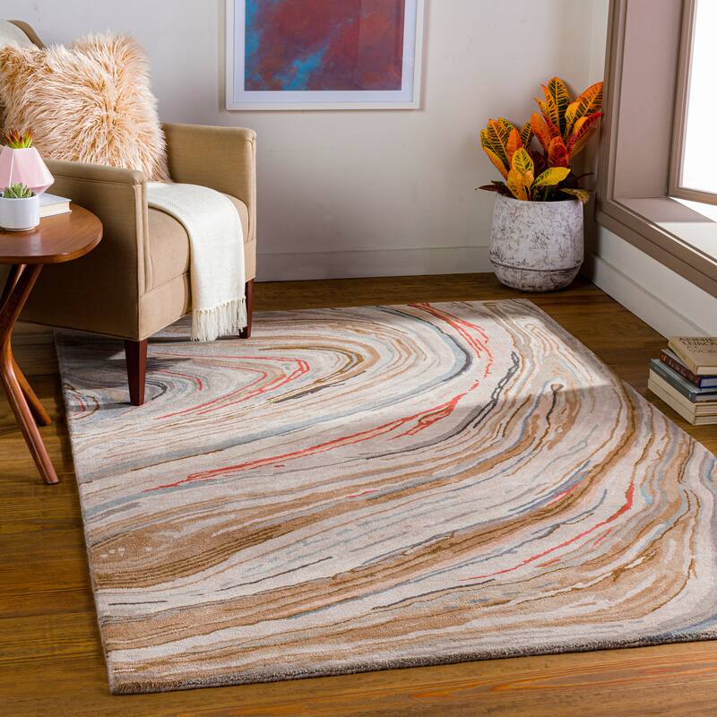 Artistic Weavers Communite Modern Wool/Viscose Hand-Tufted Area Rug - Brown - 6' x 9'
