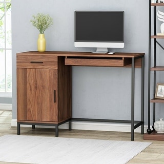 Contemporary Faux Wood Computer Desk Walnut - Bed Bath & Beyond - 37214788