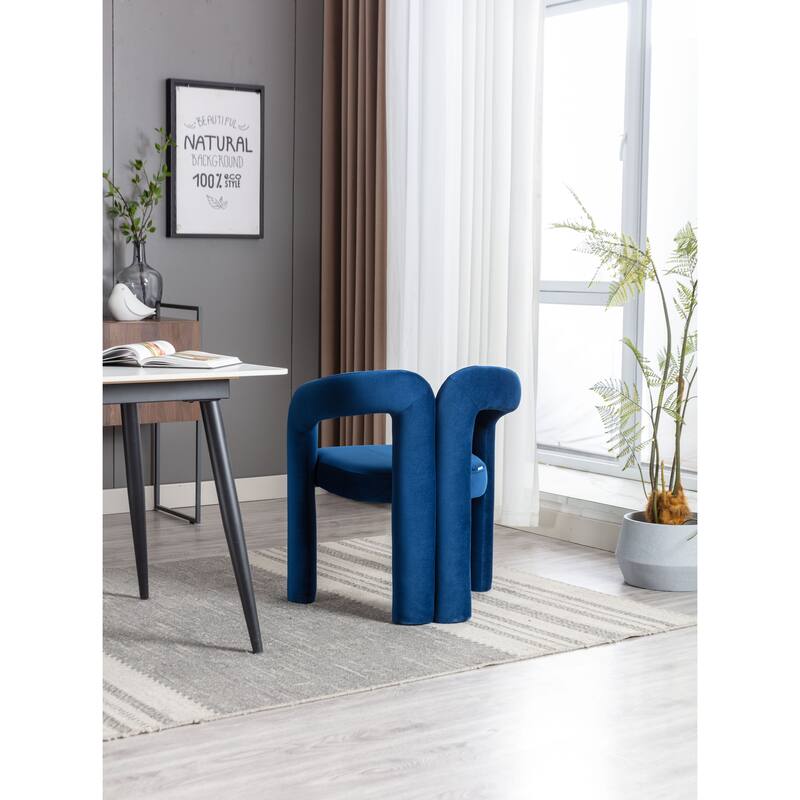 Elevate Your Living Room with a Set of 2 Navy Fabric Upholstered Accent Dining Chairs