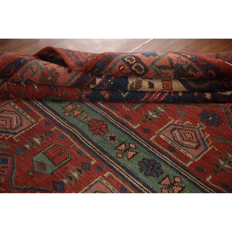 Geometric Sirjan Oriental Area Rug Hand-knotted Red Wool Carpet - 7'10"x 9'10"