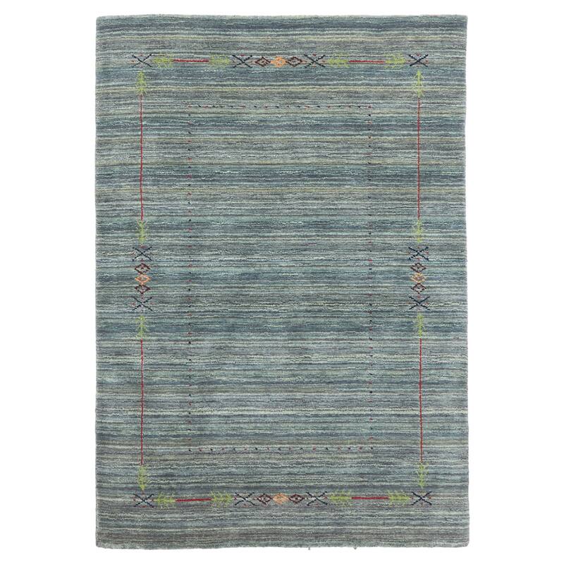 ECARPETGALLERY Hand Loomed Kashkuli Gabbeh Dark Grey Wool Rug - 4'0 x 5'8