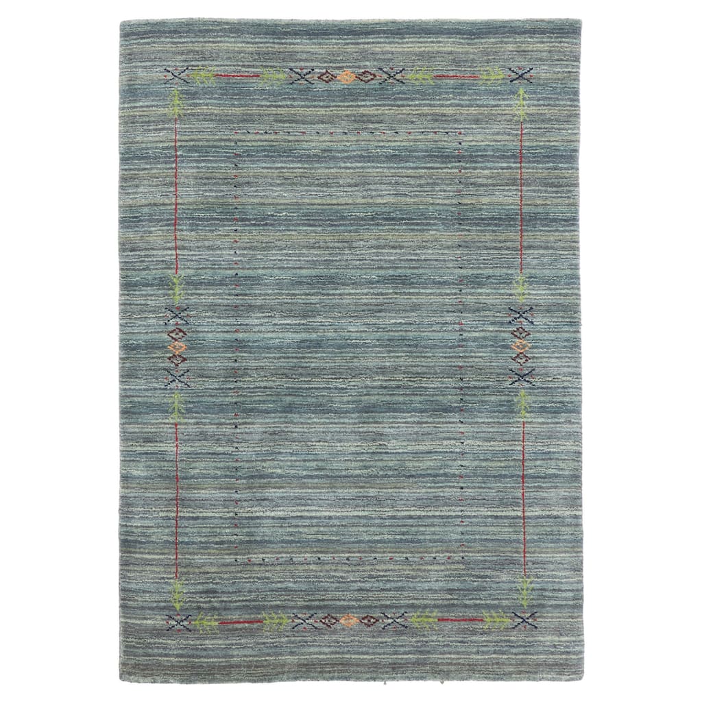 ECARPETGALLERY Hand Loomed Kashkuli Gabbeh Dark Grey Wool Rug - 4'0 x 5'8
