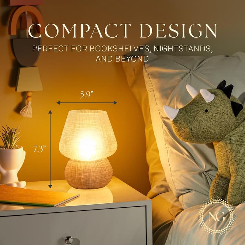 Mushroom White Glass Dimmable LED Table Lamp with E26 Socket Modern