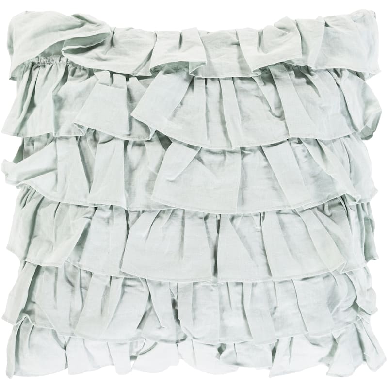 Ryder Ruched Ruffle 20-inch Throw Pillow - Polyester - Ice Blue