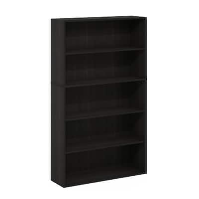 52.68 in. Tall Espresso Wood 5-Shelf Bookcase