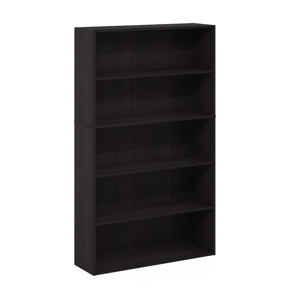 52.68 in. Tall Espresso Wood 5-Shelf Bookcase